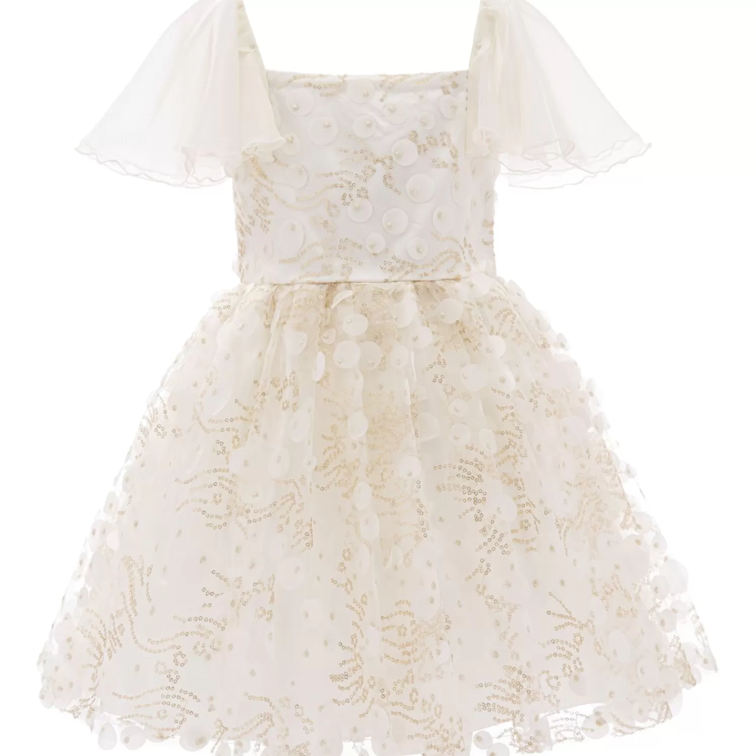 Mimi Tutu^Mimi Tutu Cream Jolene Polka Dot Applique Dress Ivory